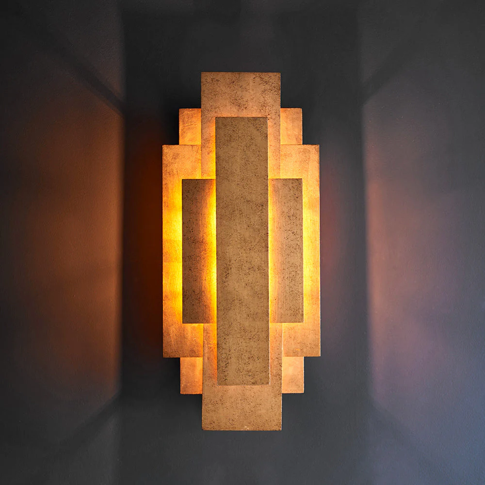 Leora Rectangular Gold Panel Wall Light - Image 3