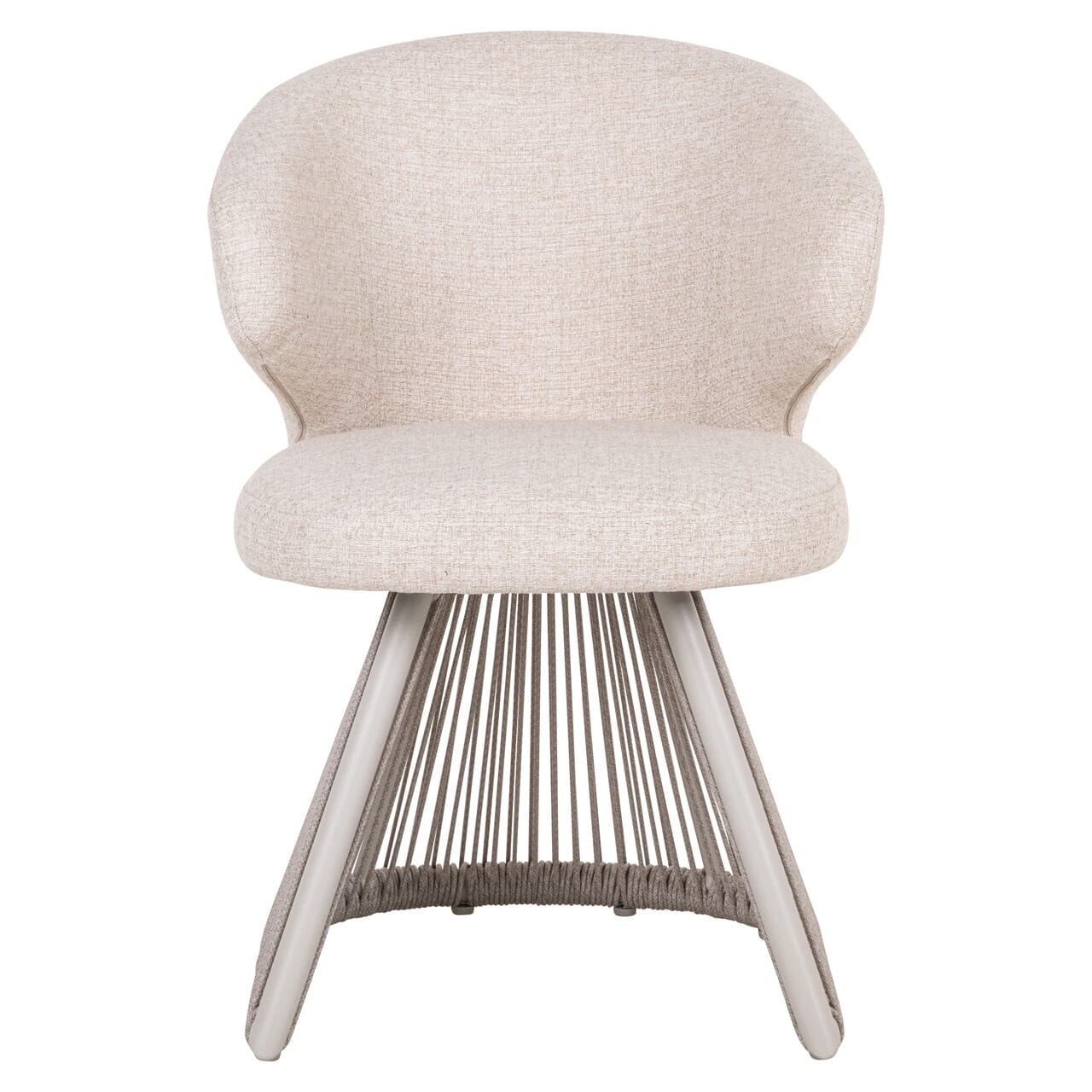 Liu Cream Upholstered Outdoor Dining Chair with Rope Detail - Image 3