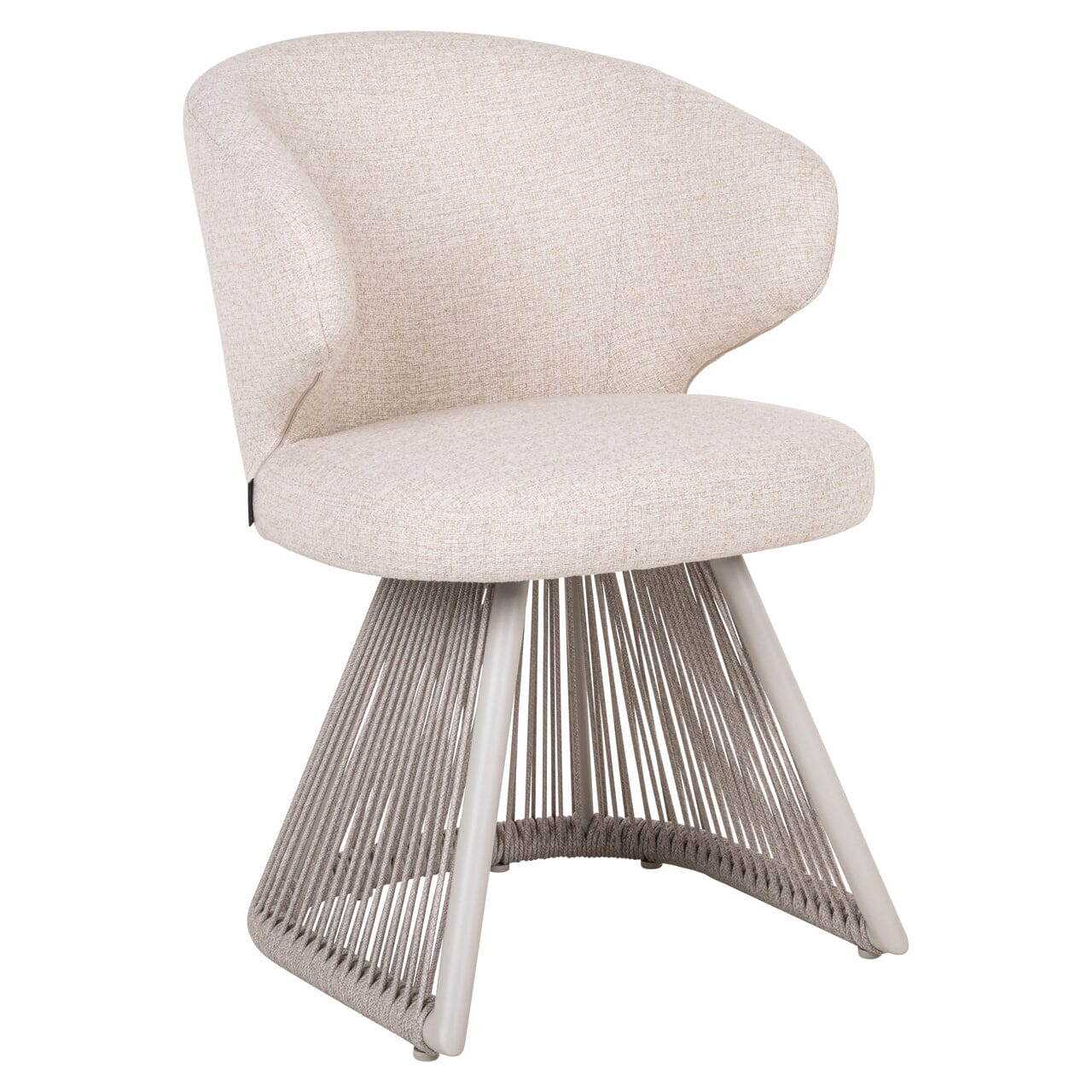 Liu Cream Upholstered Outdoor Dining Chair with Rope Detail - Image 4