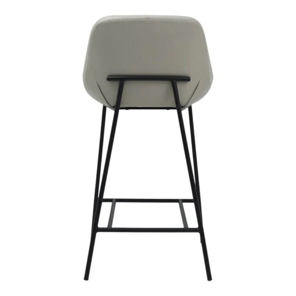 Lucia Grey Leather Bar Stool with Black Metal Legs - Image 3