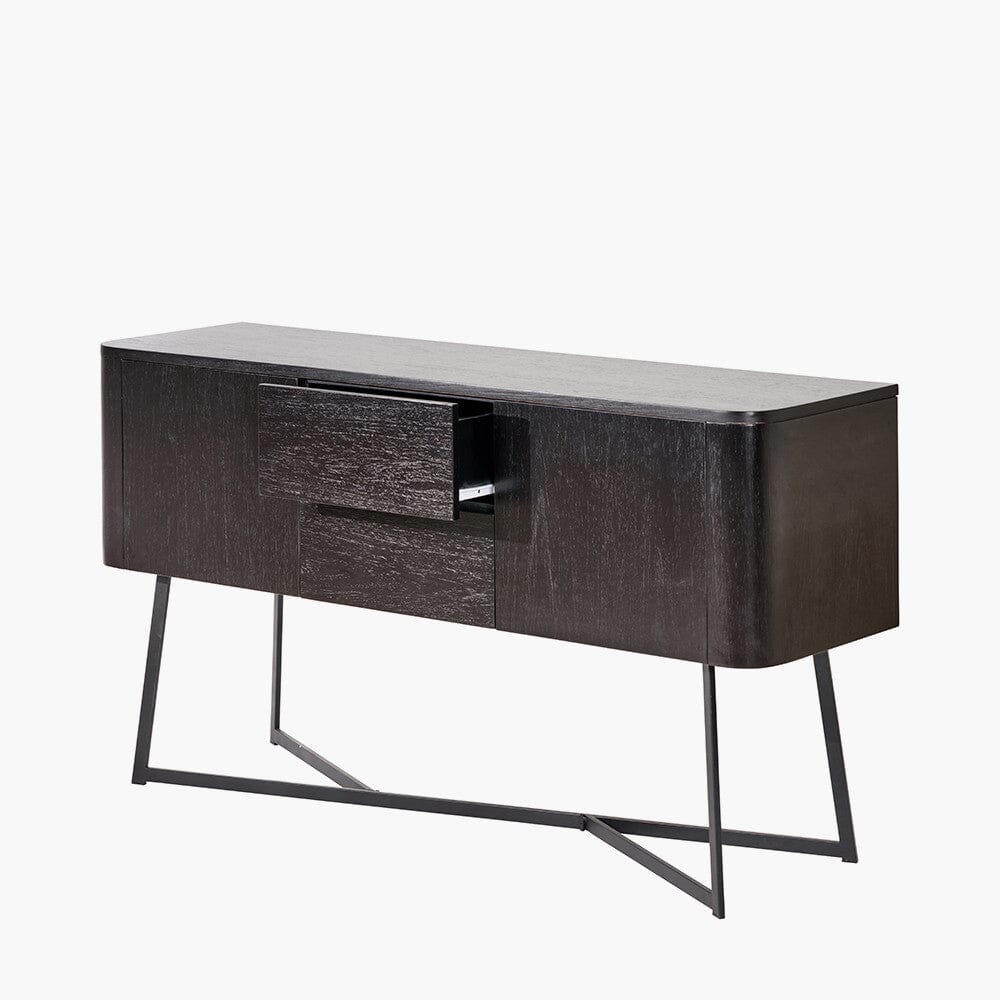 Maeva Black Ash Veneer & Metal 2 Door 2 Drawer Sideboard - Image 3