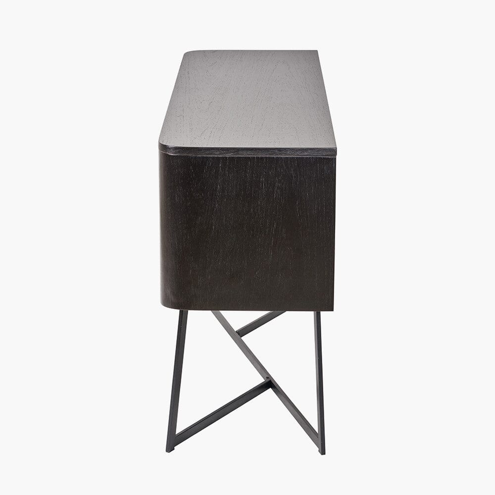 Maeva Black Ash Veneer & Metal 2 Door 2 Drawer Sideboard - Image 5