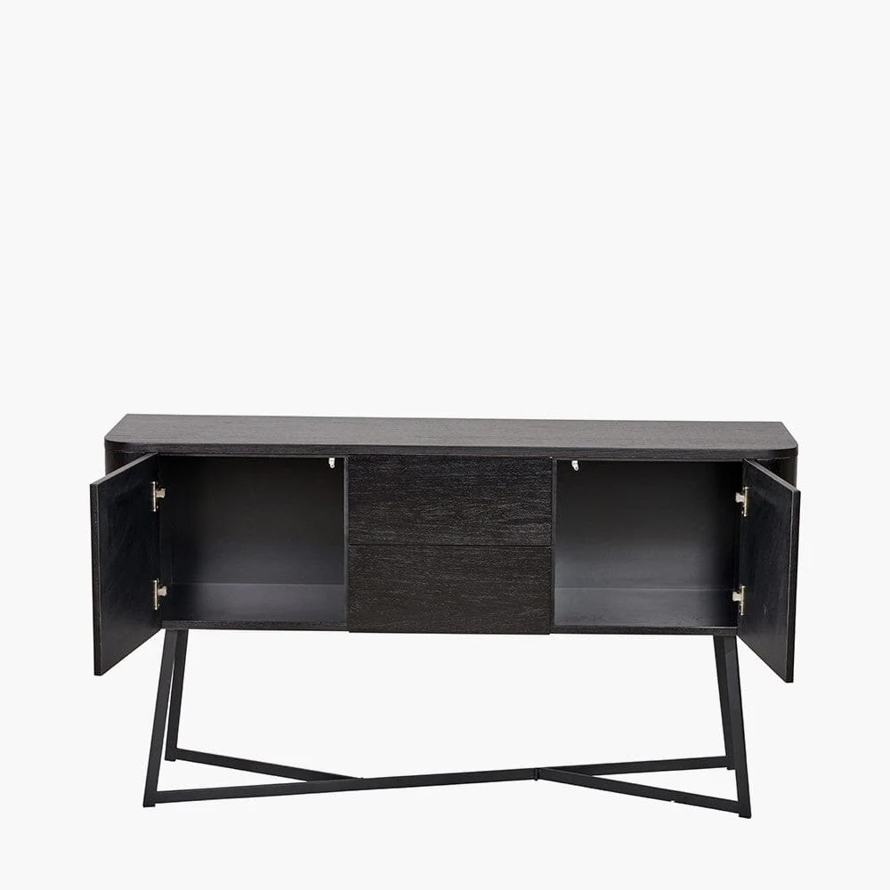 Maeva Black Ash Veneer & Metal 2 Door 2 Drawer Sideboard - Image 8