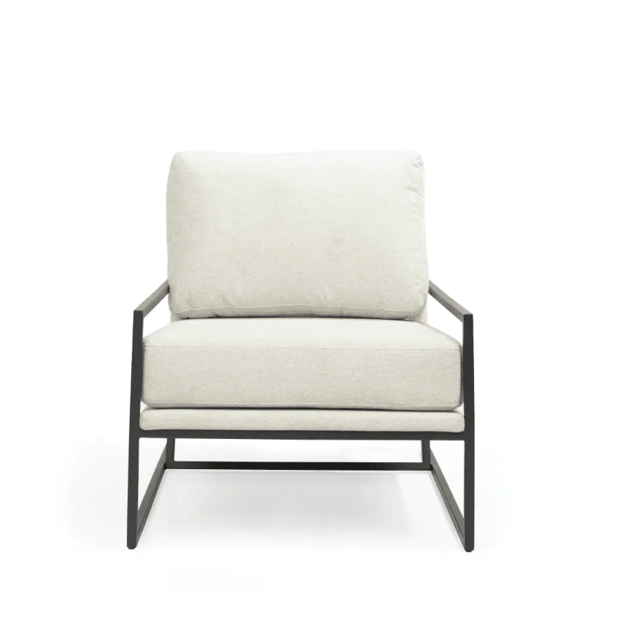 Marlene Cream Velvet Lounge Chair with Matte Black Accent - Image 3