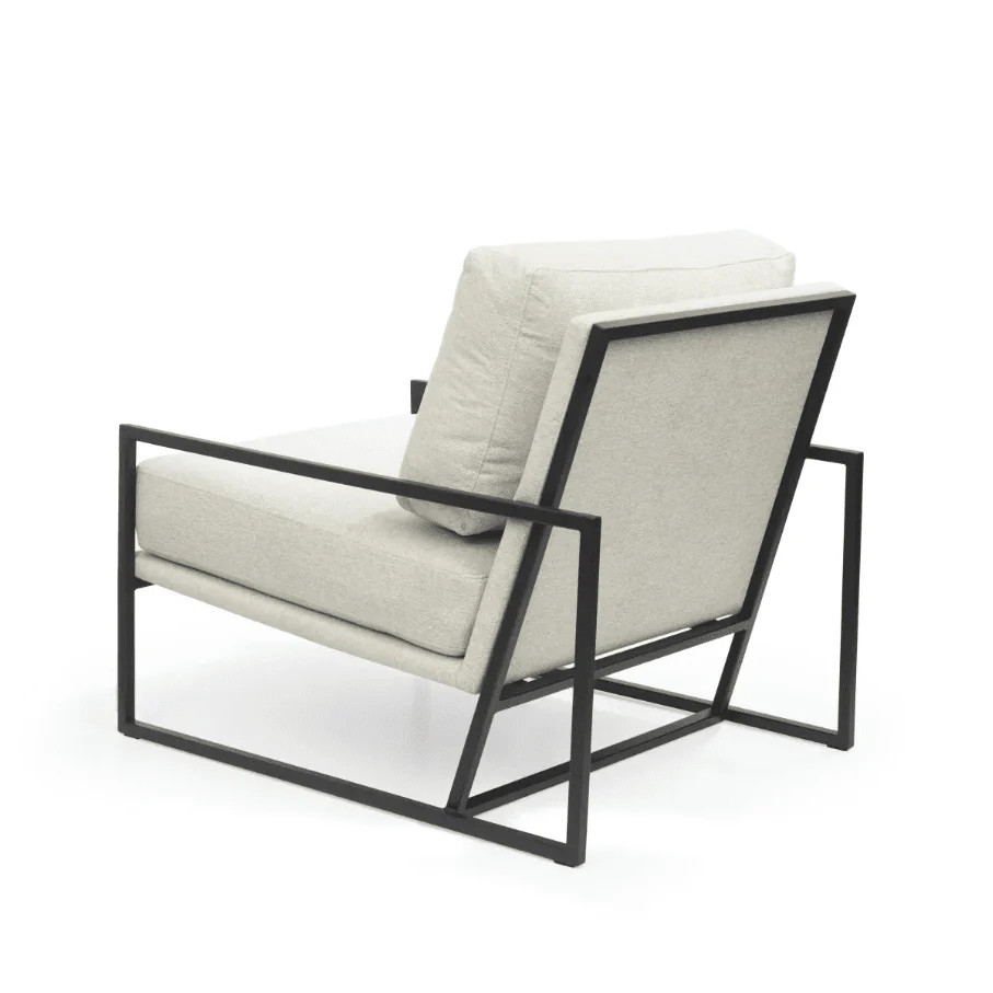 Marlene Cream Velvet Lounge Chair with Matte Black Accent - Image 4