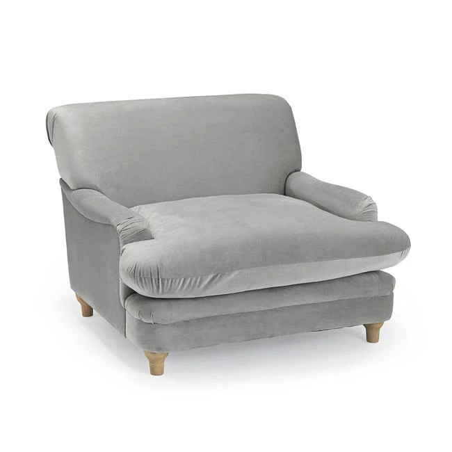 Marshmallow Grey Velvet Squashy Chair - Image 5