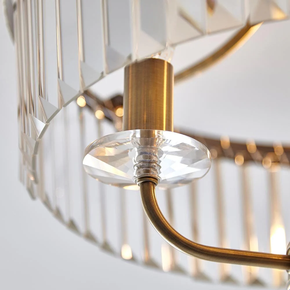 Masika Brass & Glass Pendant Ceiling Light - Image 3