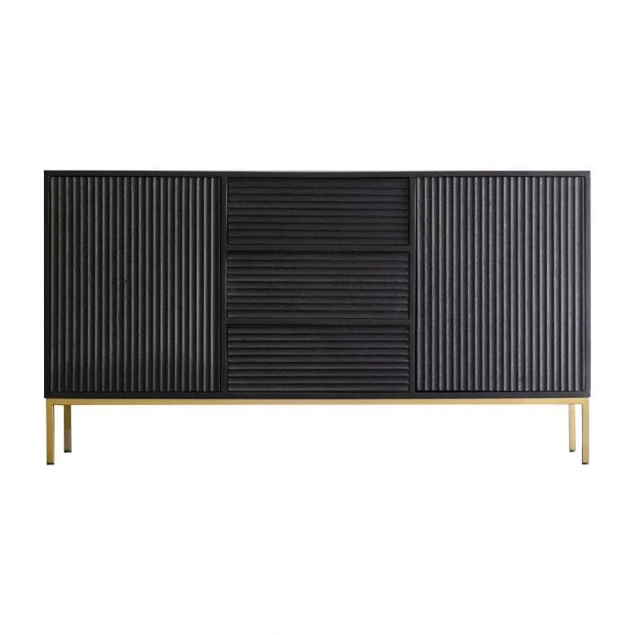Mayfield Black & Gold Premium Rippled Sideboard - Image 6