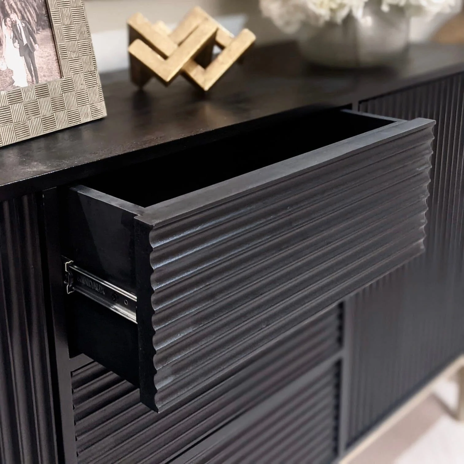 Mayfield Black & Gold Premium Rippled Sideboard - Image 8