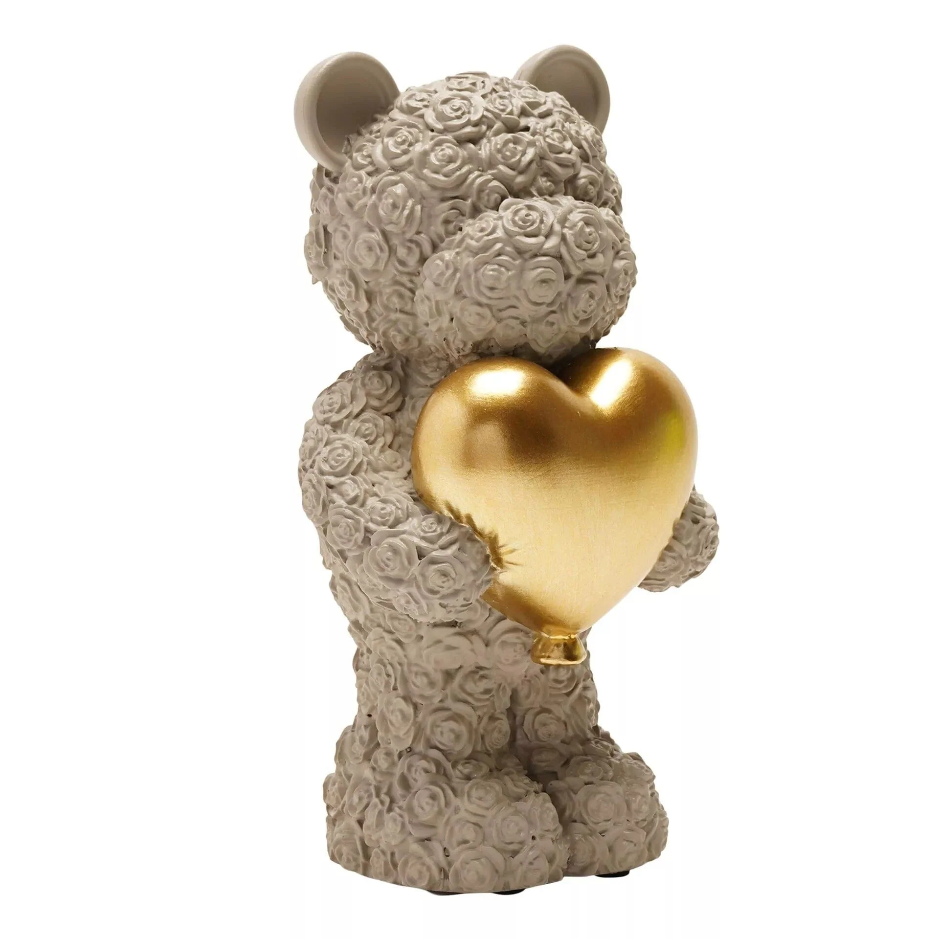 Mini Grey Bear with Gold Balloon Heart Ornament - Image 3
