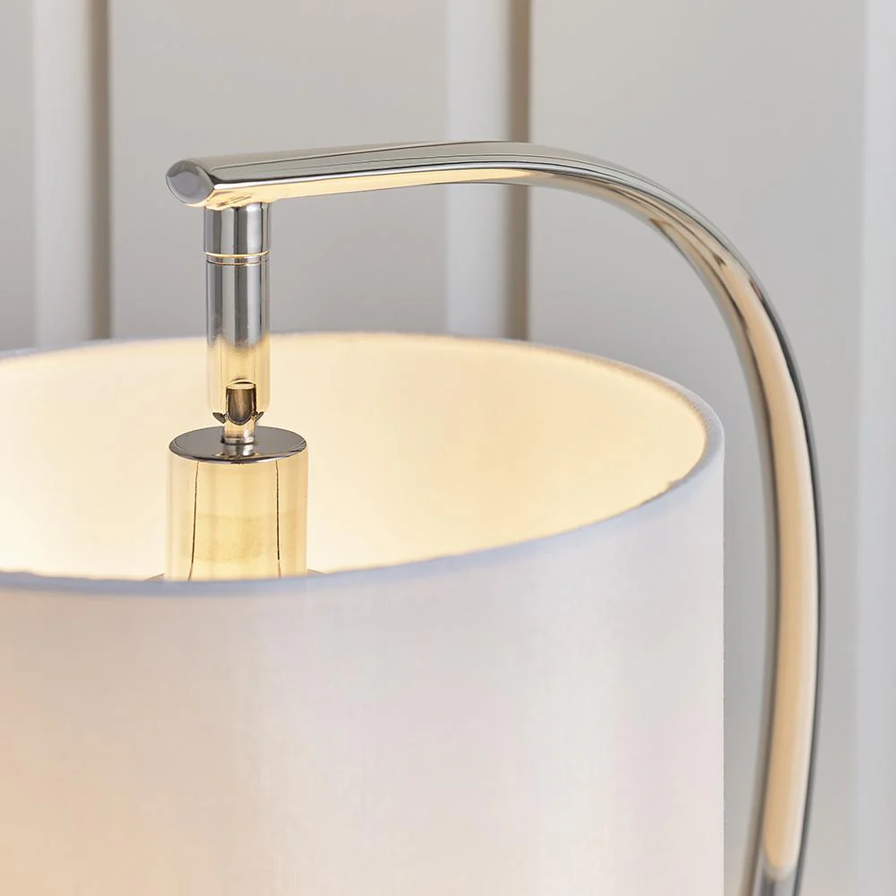 Moreto Silver Table Lamp with White Shade - Image 3