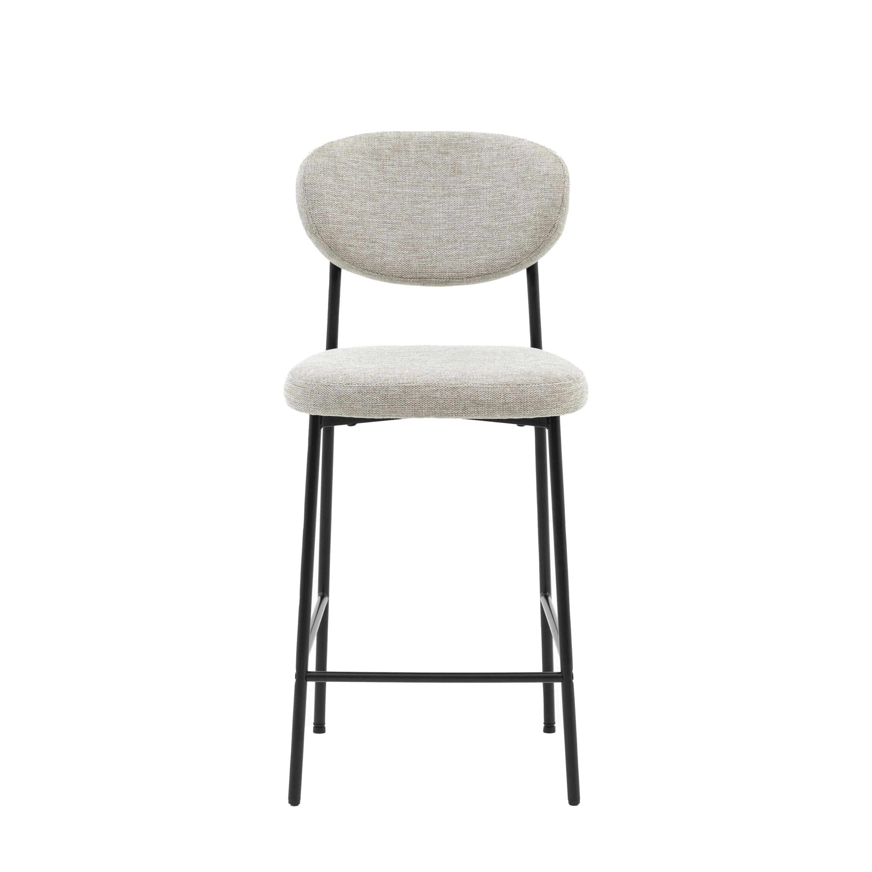 Naomi Natural Upholstered Bar Stool with Black Legs - Set of 2 - Image 4
