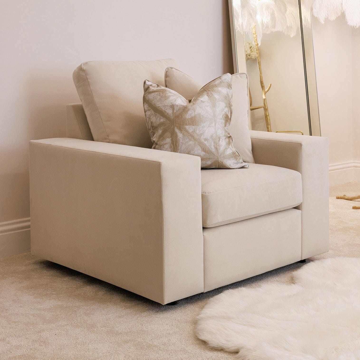 Olivia Premium Cream Sofa Range without Studs - Image 3