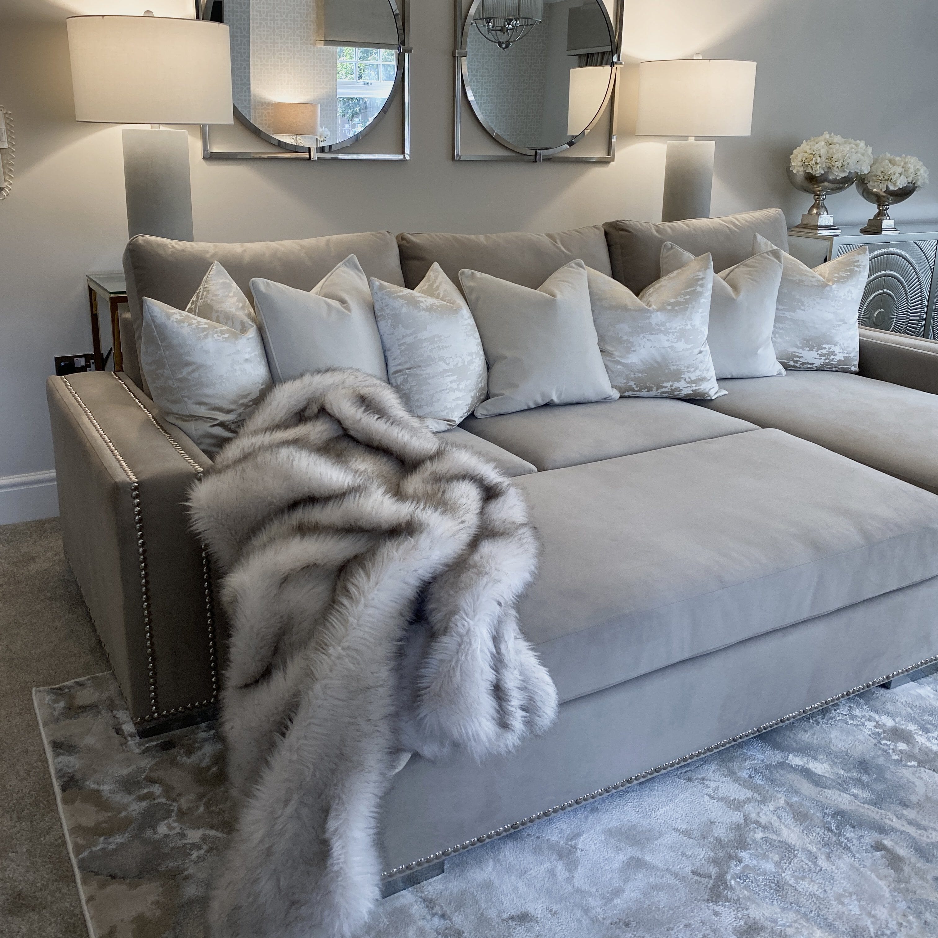 Olivia Premium Mink Sofa Range with Studs - Image 5