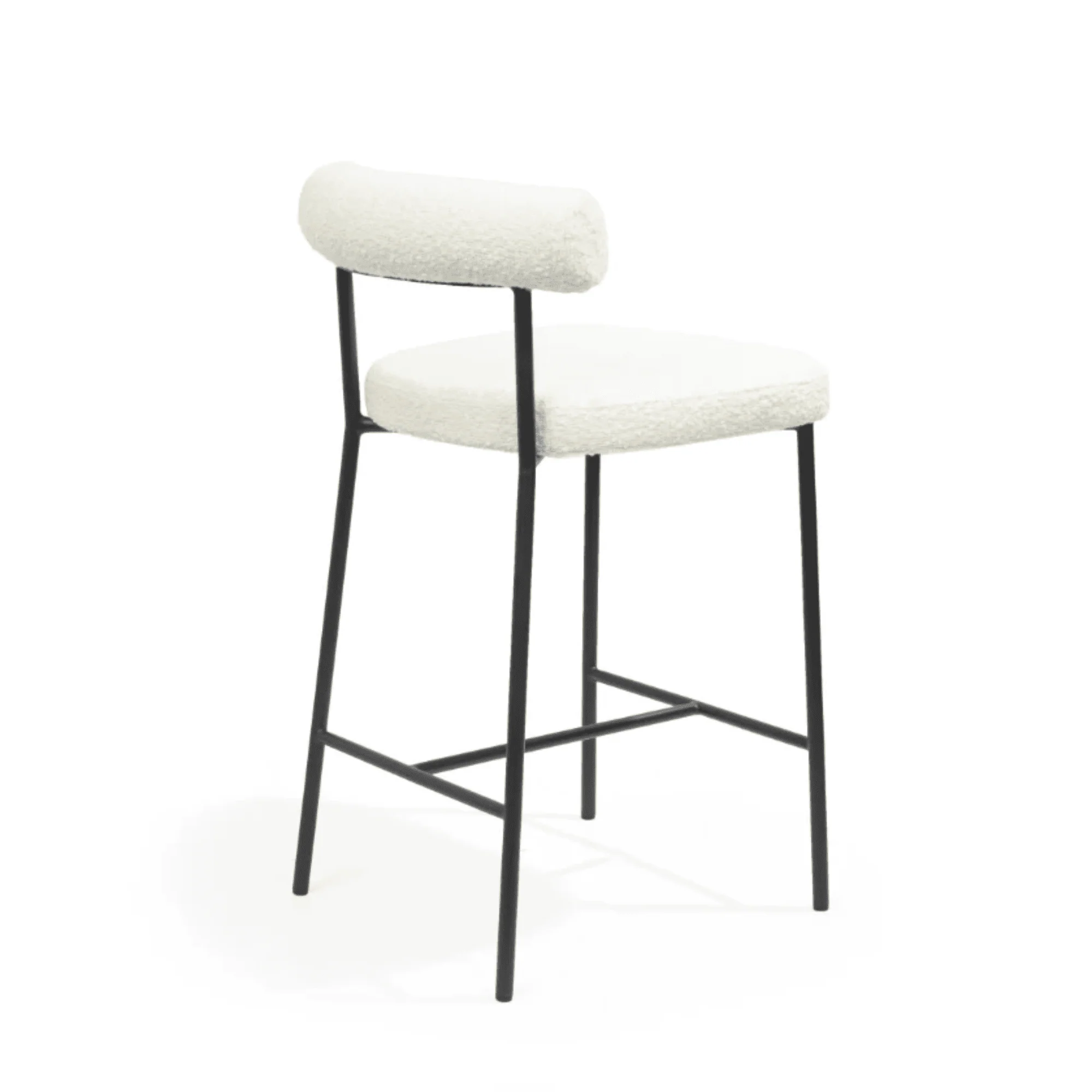 Ophelia Ivory Boucle Upholstered Bar Stool with Black Legs - Image 4