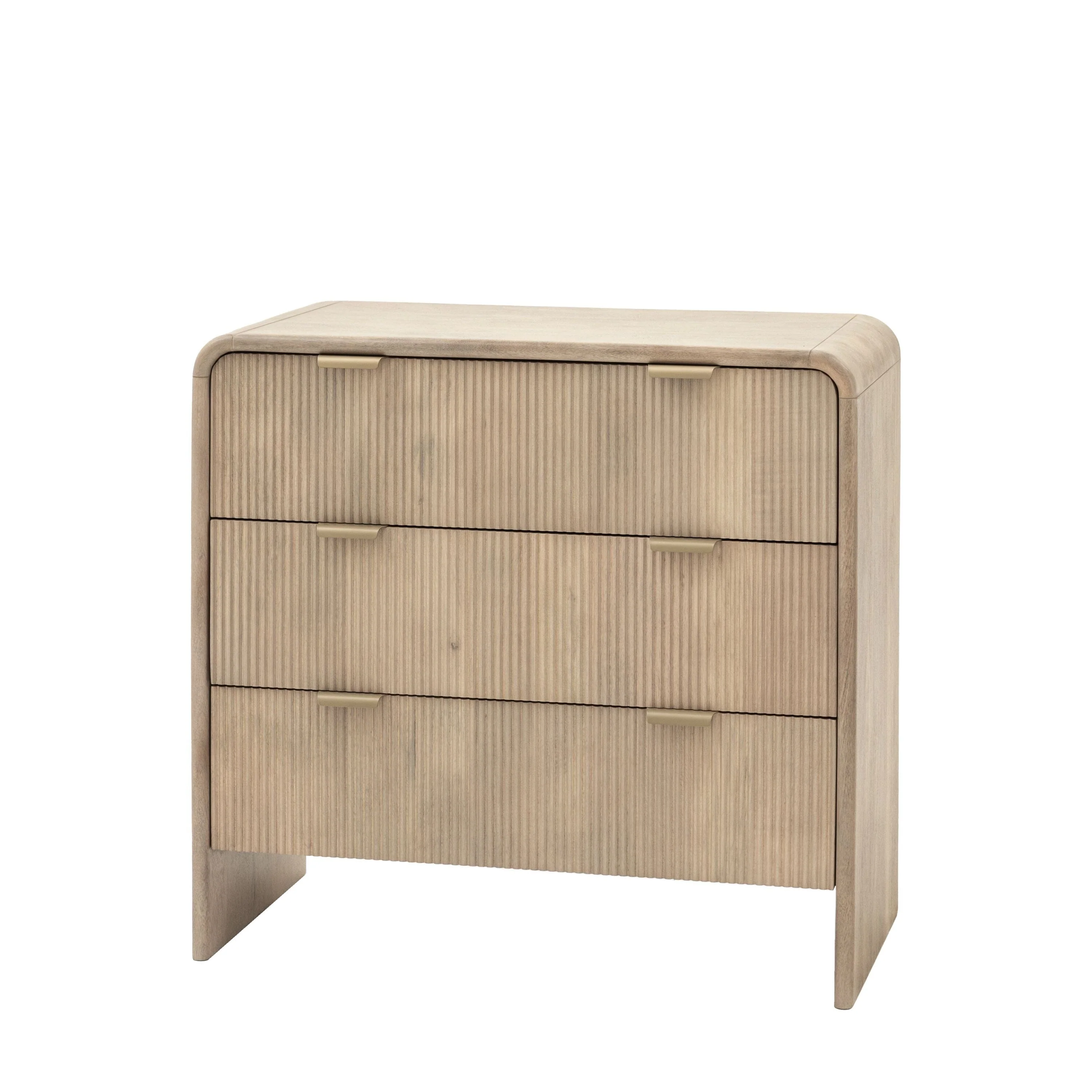 Penelope Luxury Ribbed Wooden 3 Drawer Chest - Image 3
