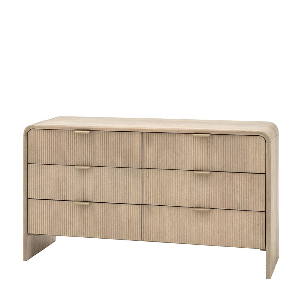 Penelope Luxury Ribbed Wooden 6 Drawer Chest - Image 3
