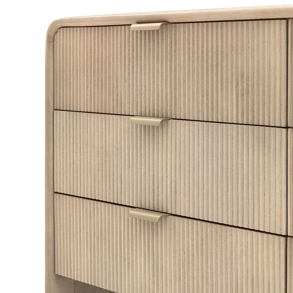 Penelope Luxury Ribbed Wooden 6 Drawer Chest - Image 4