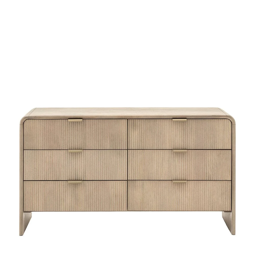 Penelope Luxury Ribbed Wooden 6 Drawer Chest - Image 5