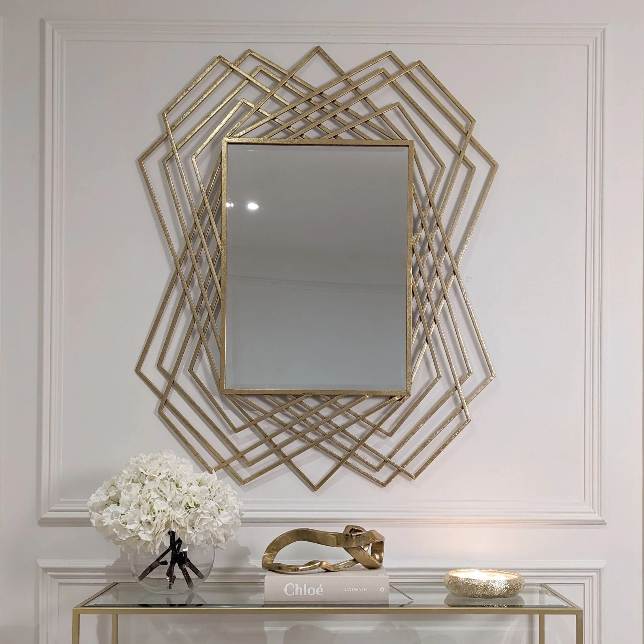 Raegan Large Rectangular Gold Metal Mirror - Image 3