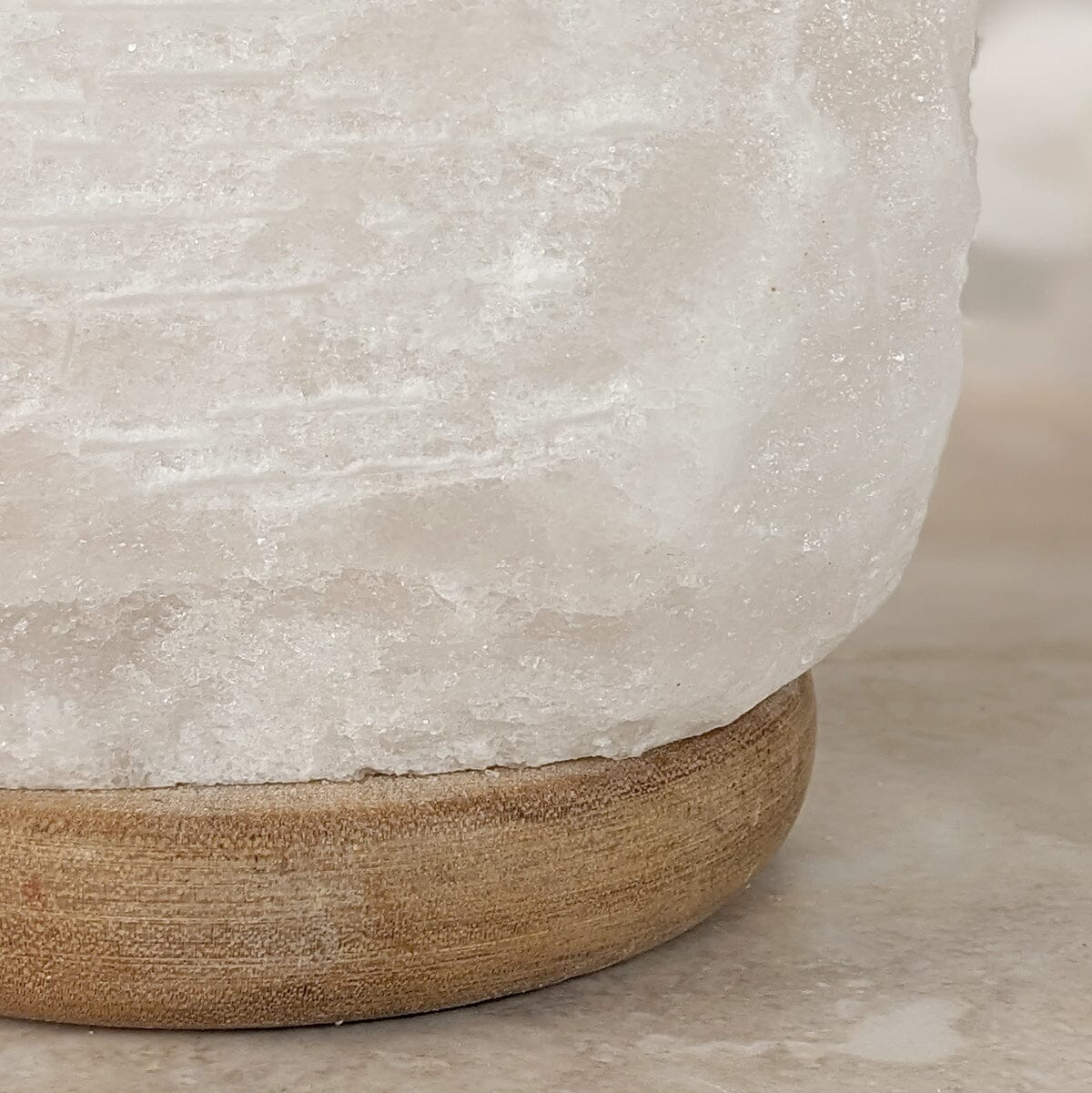 Revive White Natural Salt Lamp on Wooden Base - Image 3