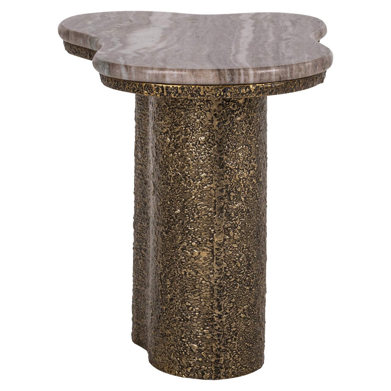 Rolter Neutral Marble Side Table with Brushed Brass Base - Image 4