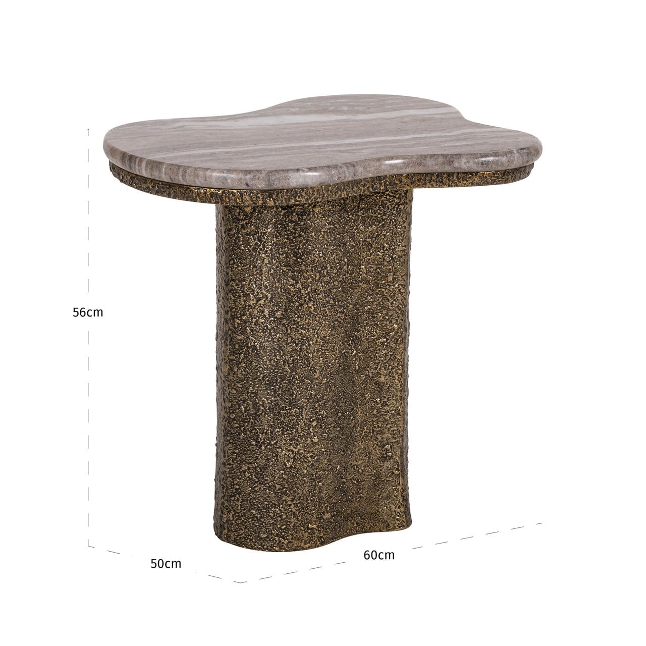 Rolter Neutral Marble Side Table with Brushed Brass Base - Image 6
