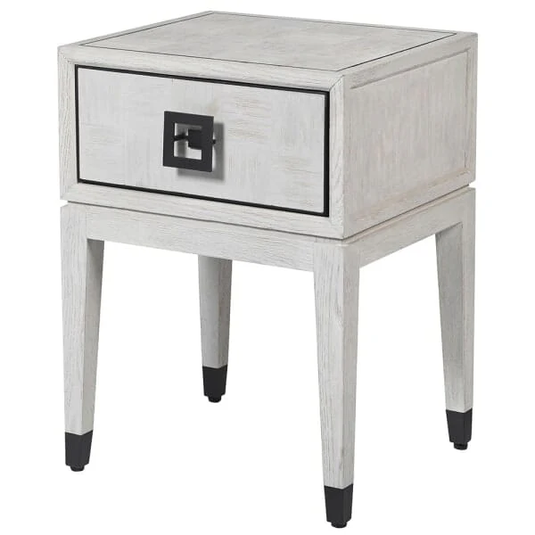 Rosa White Wash Oak Veneer Bedside Table - Image 3