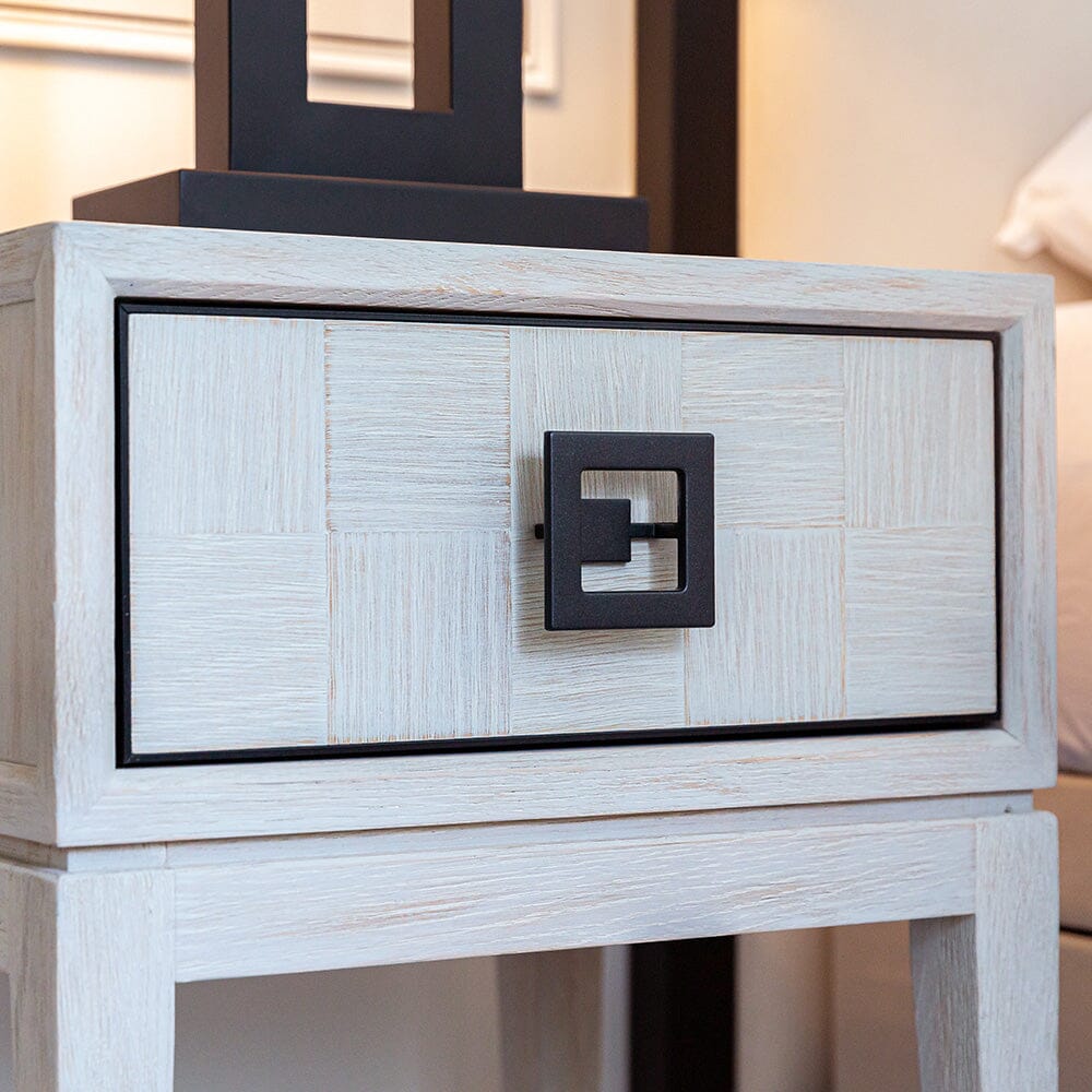 Rosa White Wash Oak Veneer Bedside Table - Image 4