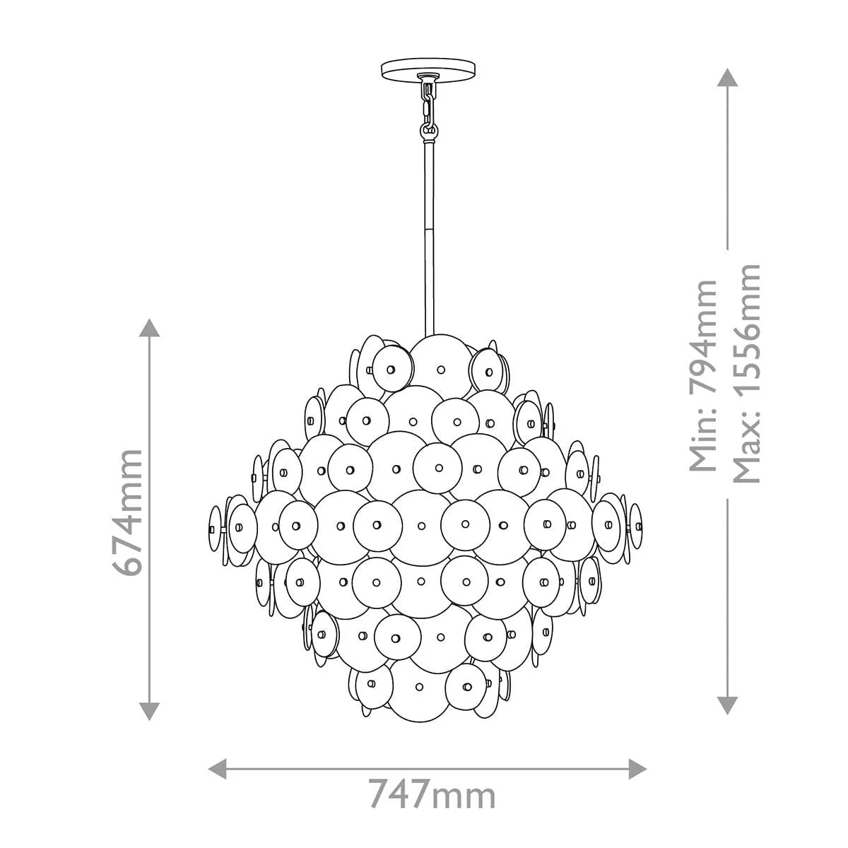Selene Gold 16 Light Chandelier with Round Glass Detailing - Image 6