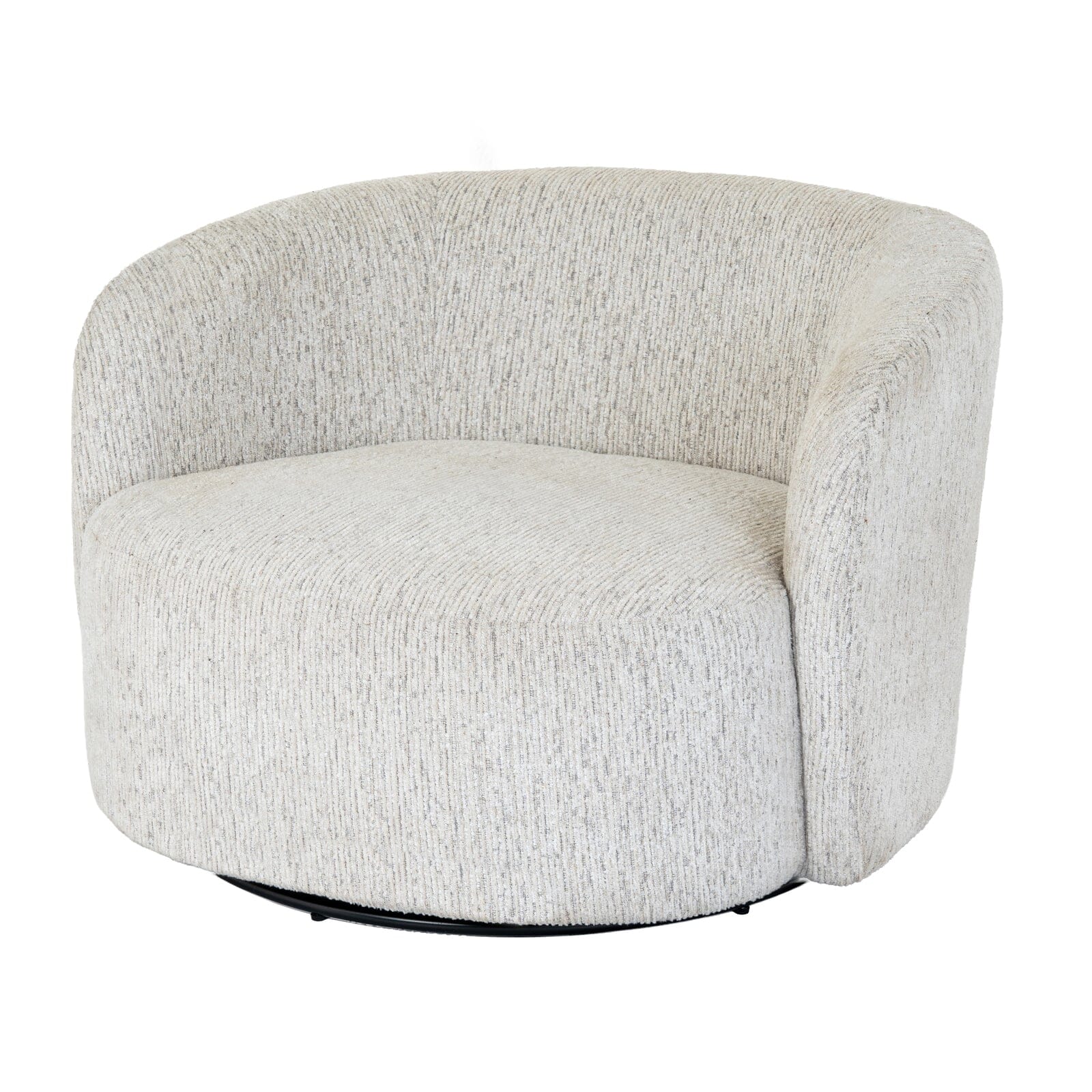 Shella Cream Textured Curved Swivel Armchair - Image 3