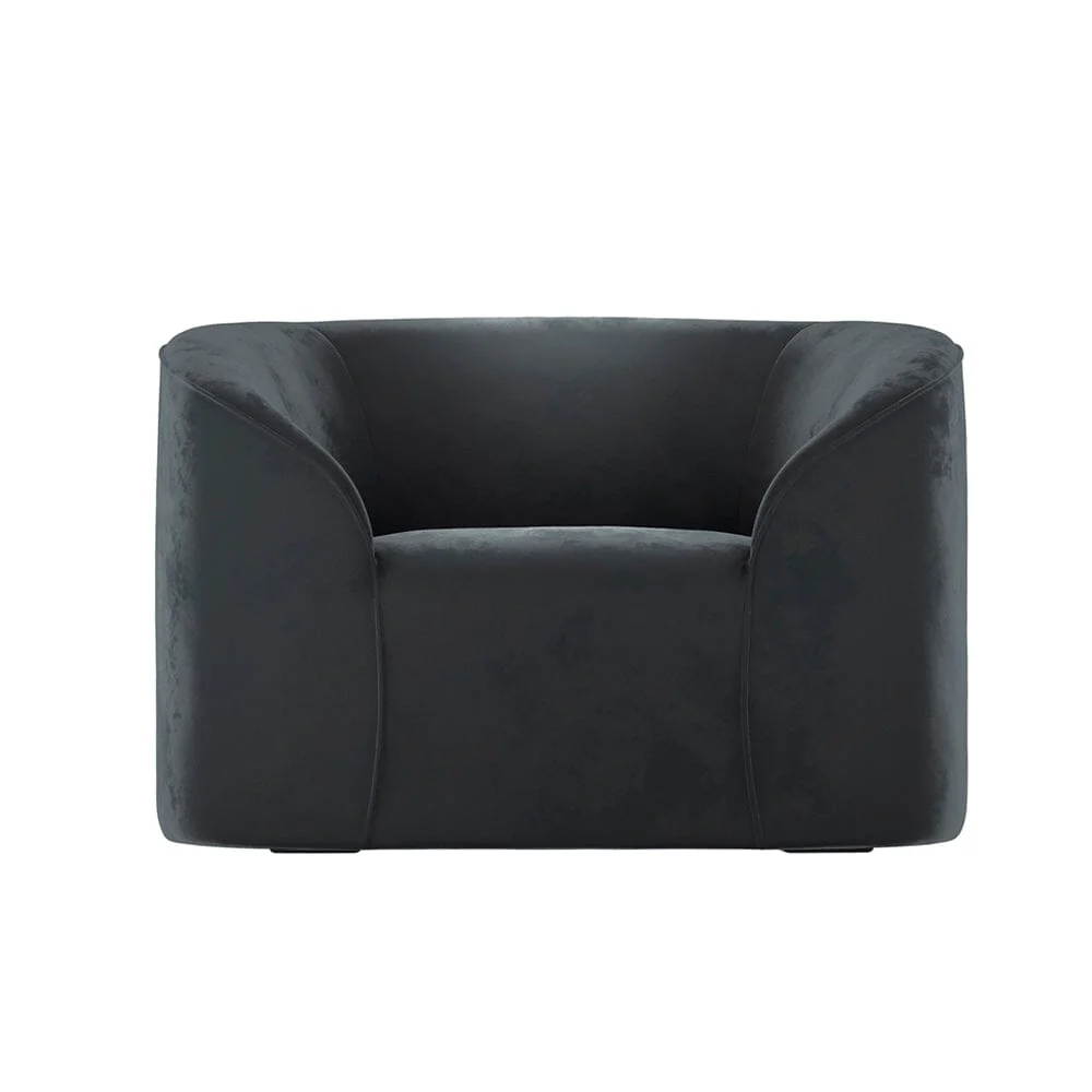 Tadley Black Velvet Curved Accent Chair - Image 4