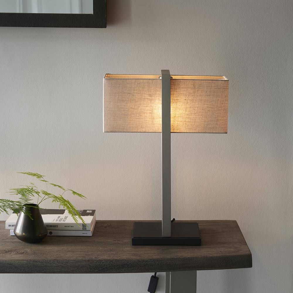 Tarla Rectangular Nickel Table Lamp with Neutral Shade - Image 5