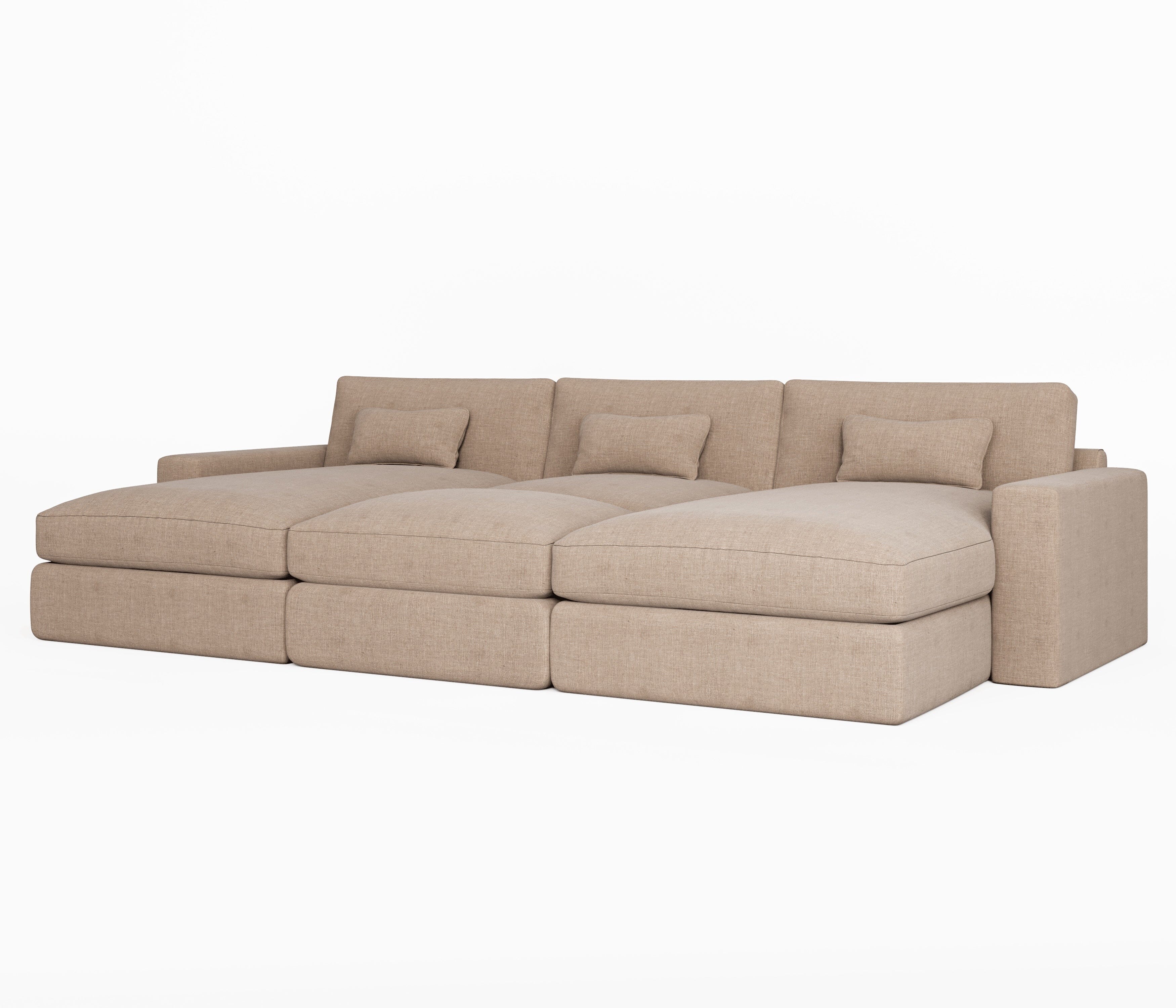 Tribeca Warm Grey Large U Shape Footstool - Image 4