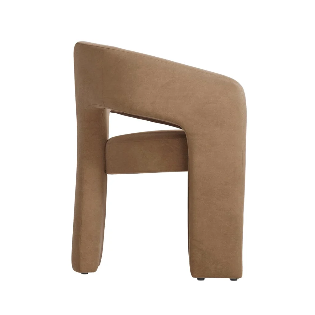Valross Curved Back Taupe Velvet Accent Chair - Image 4