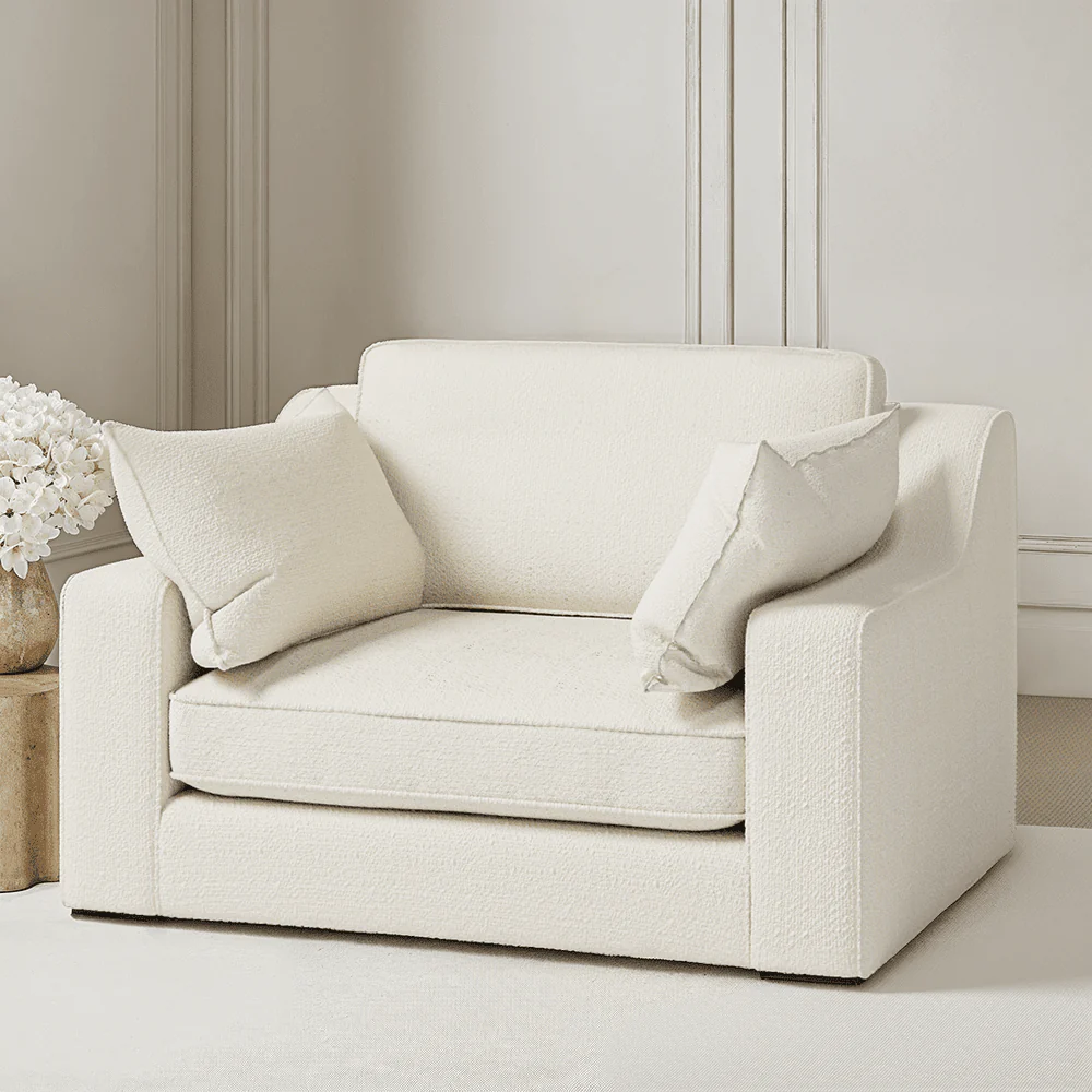 Victoria Ecru Boucle Love Seat - Image 3