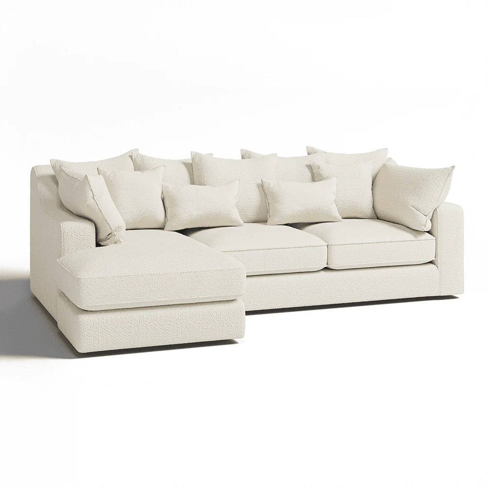 Victoria Ecru Boucle Medium Left Hand Facing Pillow Back Corner Sofa - Image 3