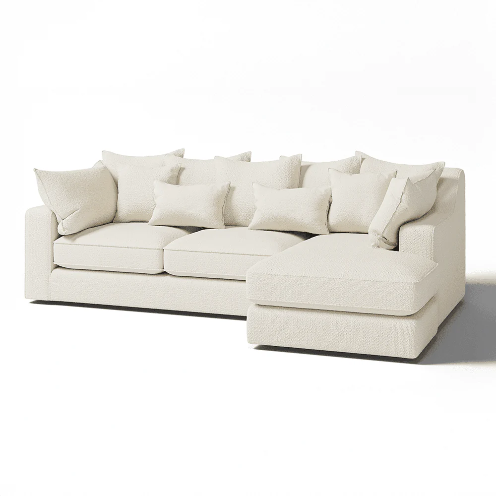 Victoria Ecru Boucle Medium Right Hand Facing Pillow Back Corner Sofa - Image 3