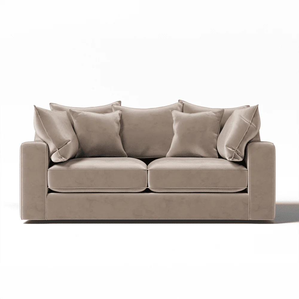 Victoria Mink Velvet 3 Seater Pillow Back Sofa - Image 3