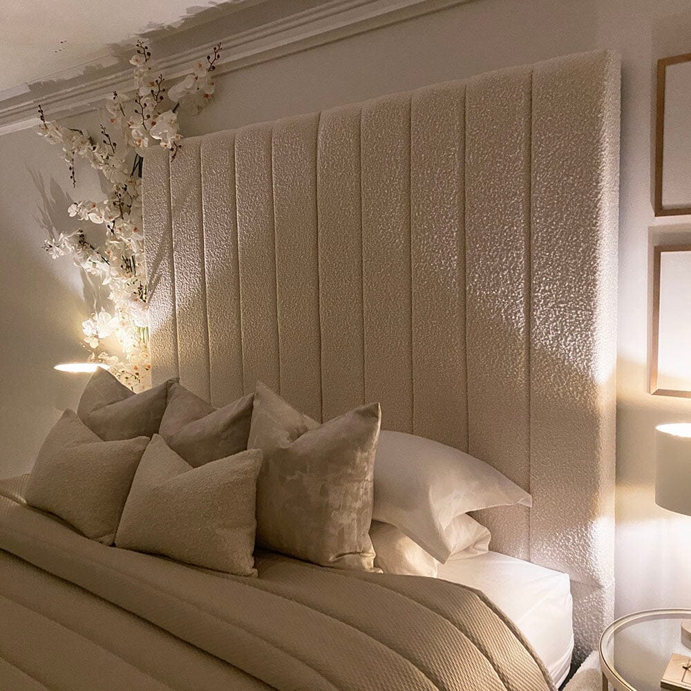 Nori Cream Boucle Luxury Panelled Bed - Image 6