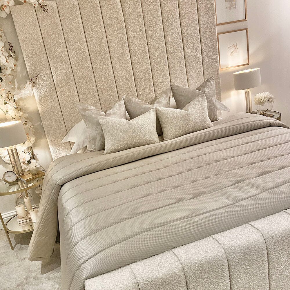 Nori Cream Boucle Luxury Panelled Bed - Image 7