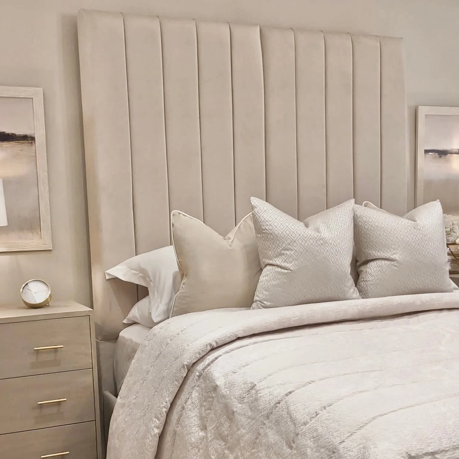 Zana Vanilla Luxury Panelled Bed - Image 5