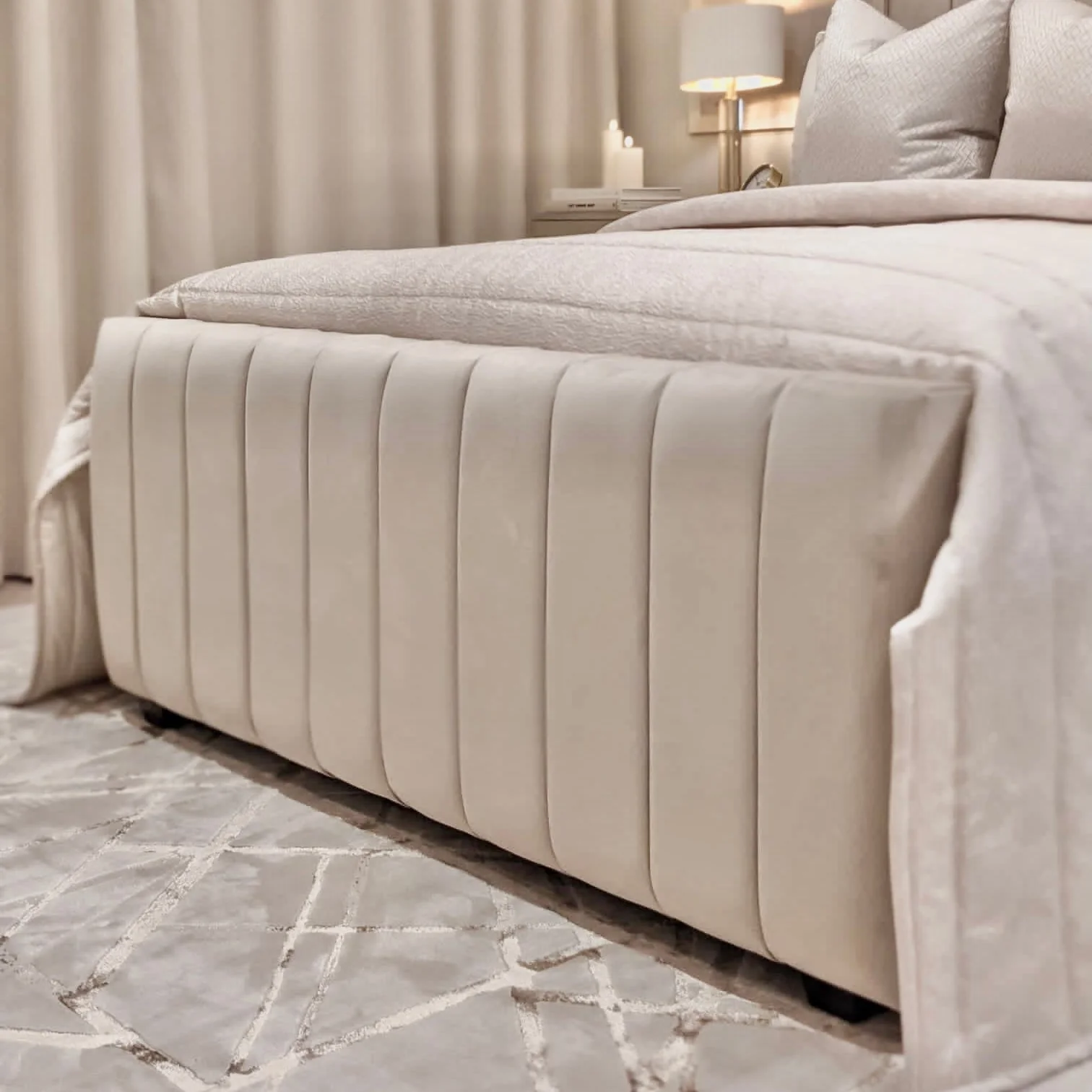Zana Vanilla Luxury Panelled Bed - Image 6