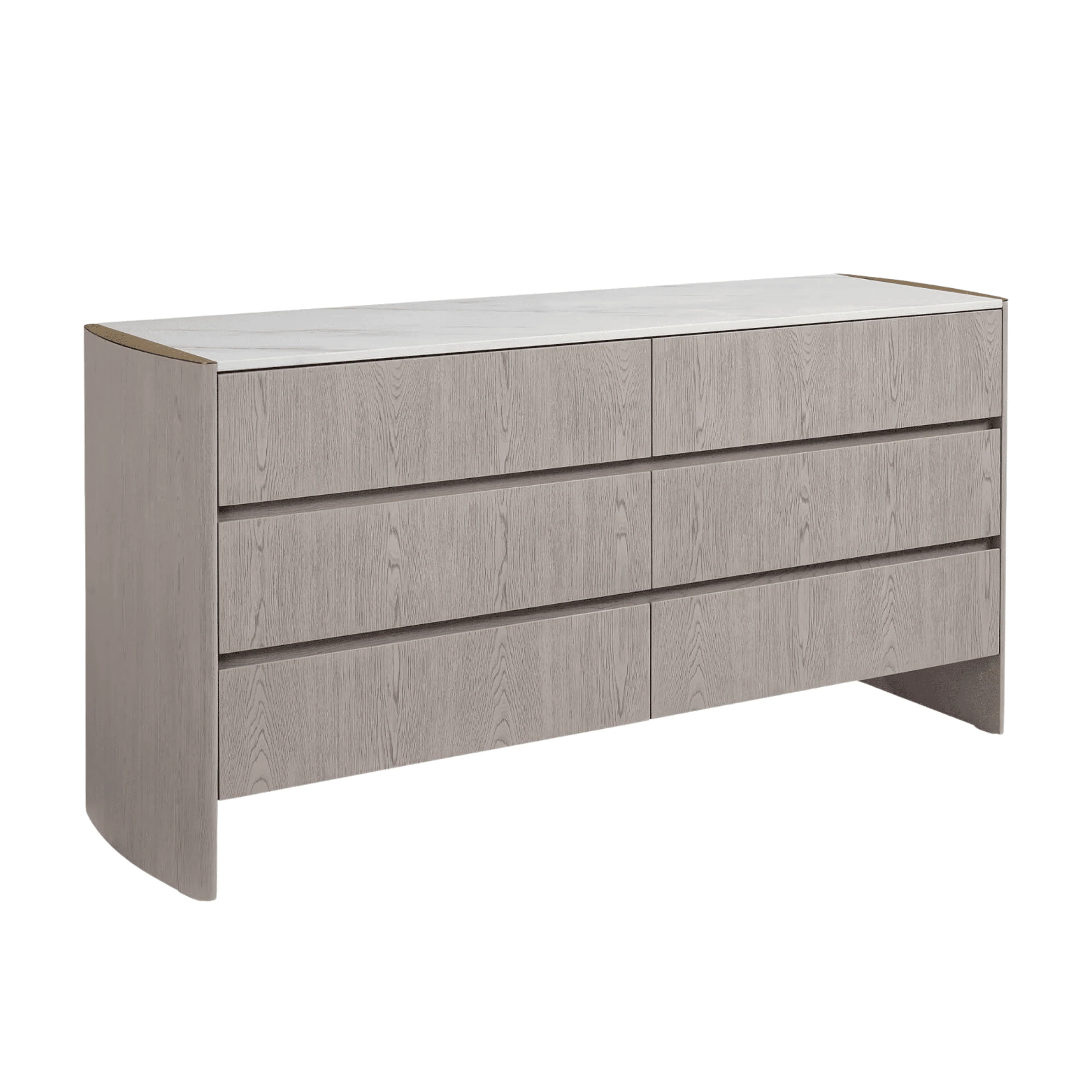 Zendaya 6 Drawer Washed Oak Chest with Stone Top - Image 3